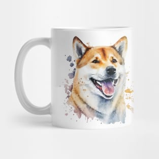 Shiba Inu Smiles Watercolor Art Mug